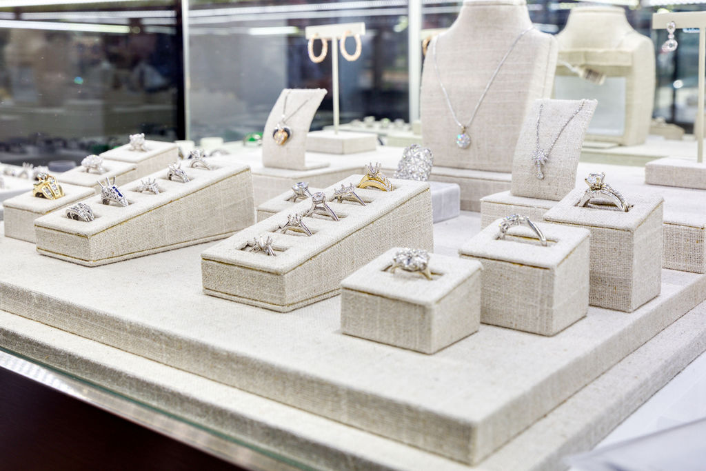 diamond rings on display