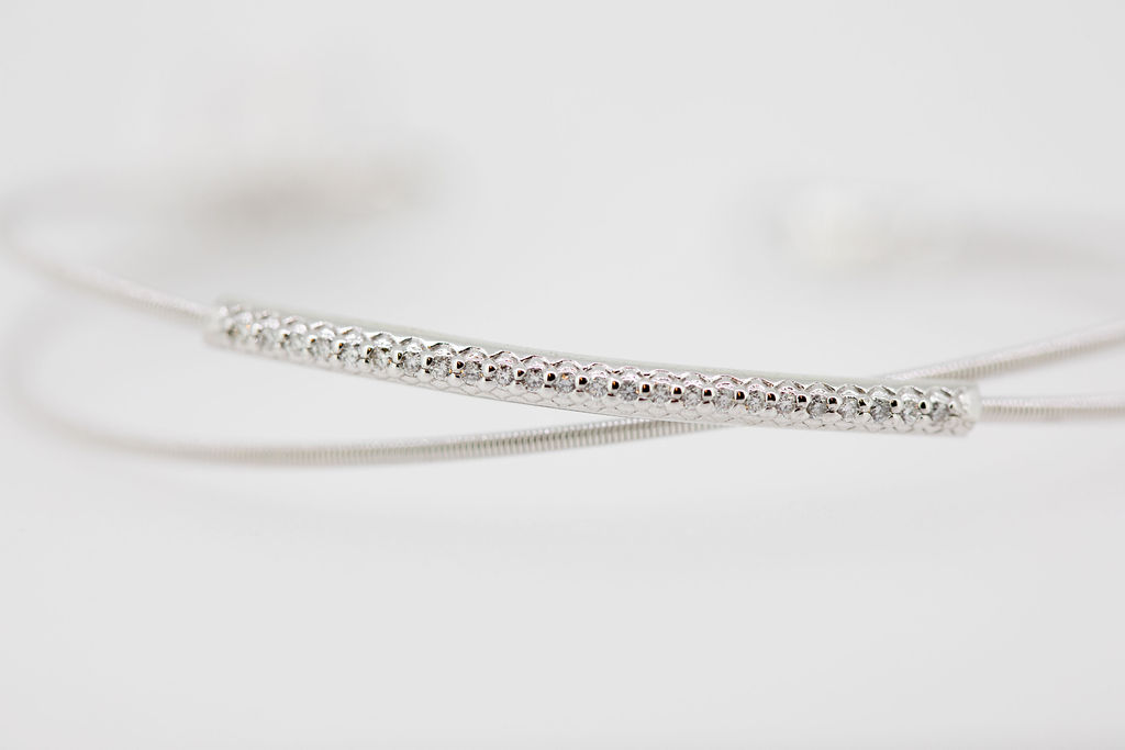 White Gold Bangle Wire Diamond Bracelet